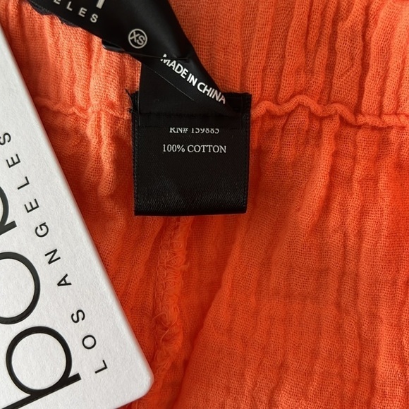 Bobi Revolve Paper Bag Waist Wide Leg Cotton Pant in Hot Coral Size XS NWT! - Picture 5 of 8